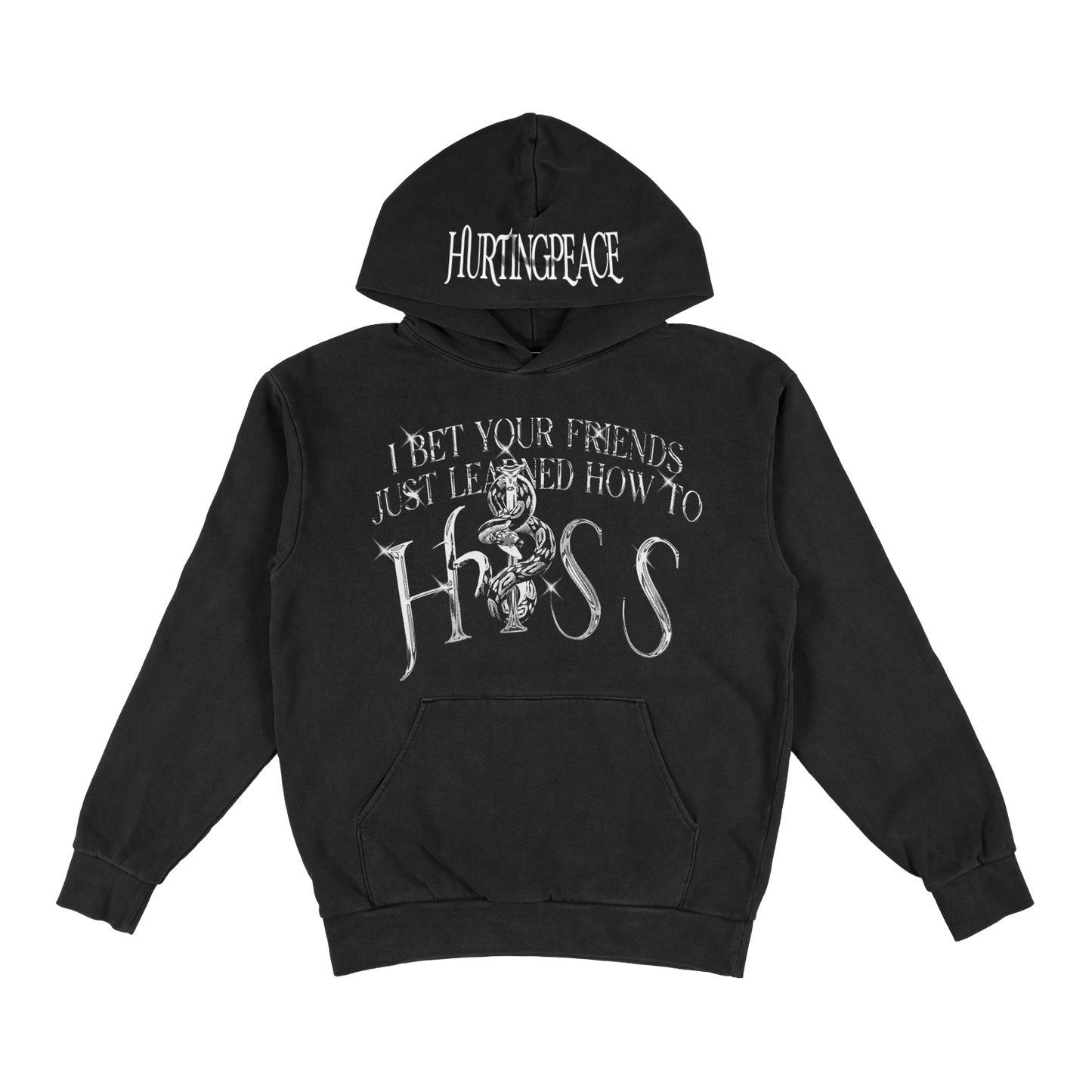 Hiss Black Hoodie - HurtingPeace