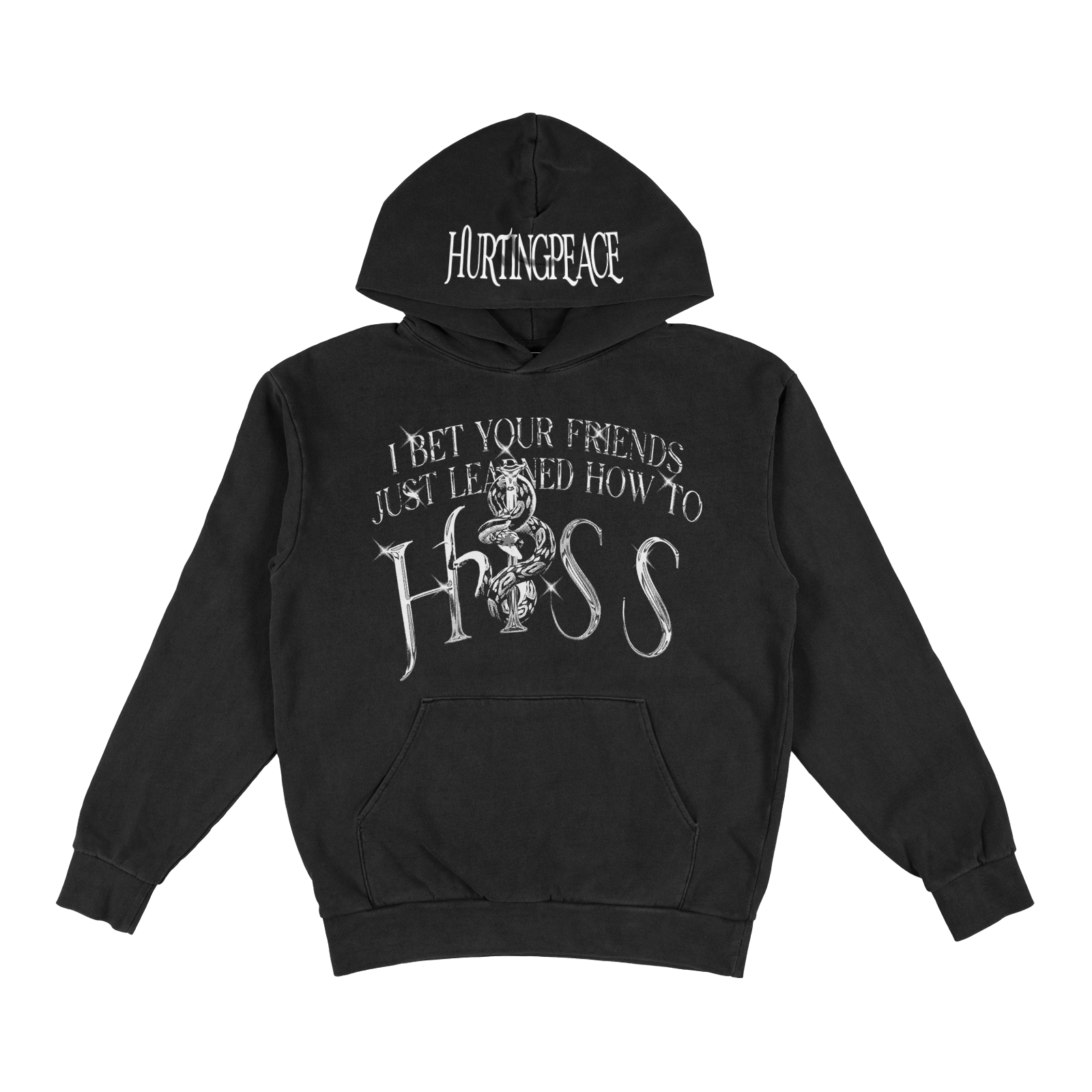 Hiss Black Hoodie - HurtingPeace
