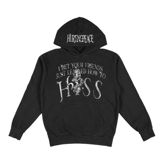 Hiss Black Hoodie - HurtingPeace
