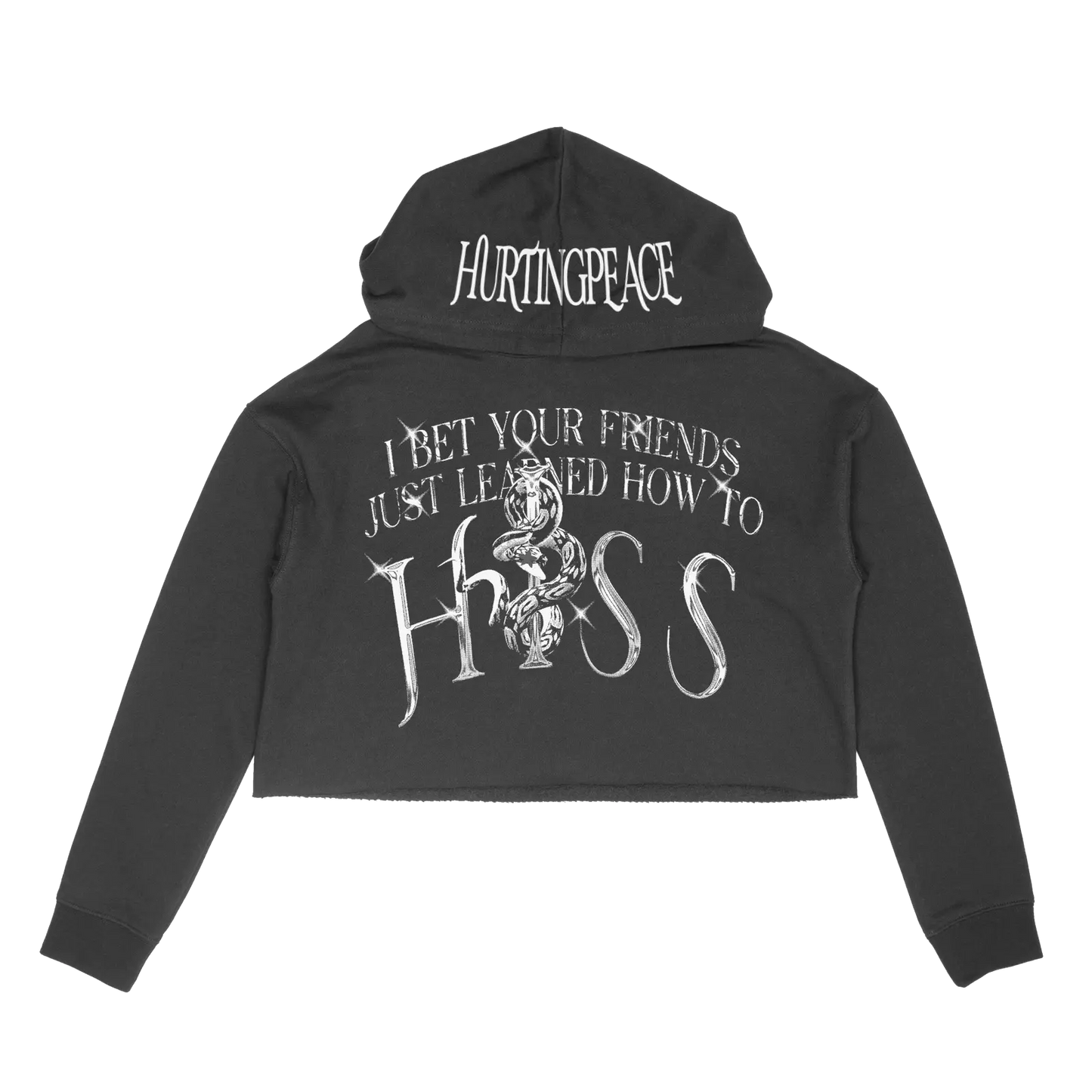 Hiss Black Crop Hoodie - HurtingPeace