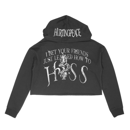 Hiss Black Crop Hoodie - HurtingPeace