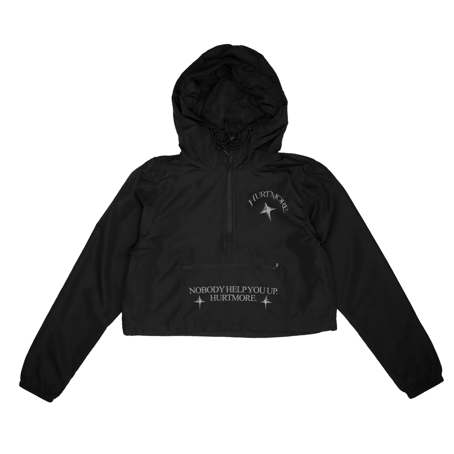 No Help Black Crop Windbreaker - HurtingPeace