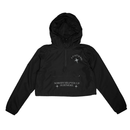 No Help Black Crop Windbreaker - HurtingPeace